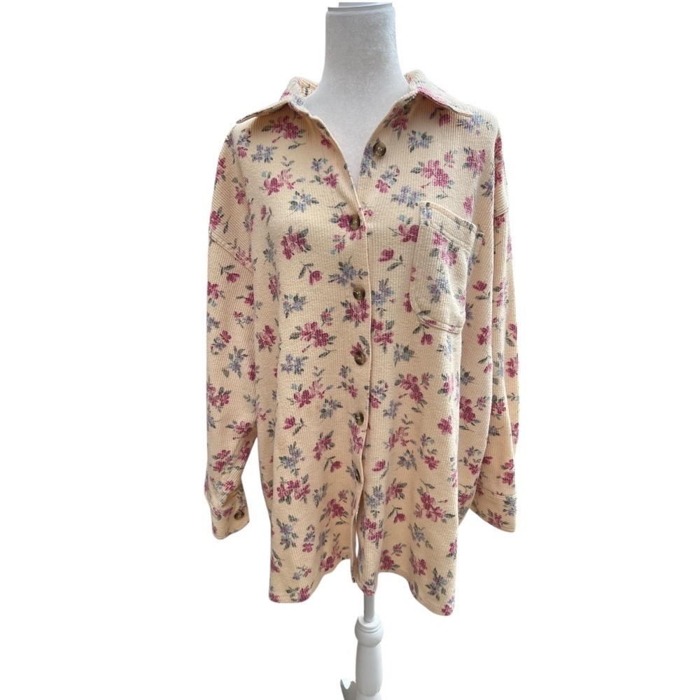 Vintage Cherokee Pale Yellow Floral Shacked Button-Up 22/24